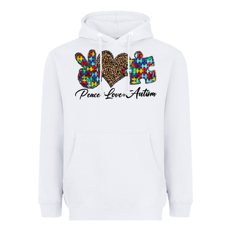Peace Love Autism1 Heavyweight Hoodie by CowhideDigitalArt | Teevron