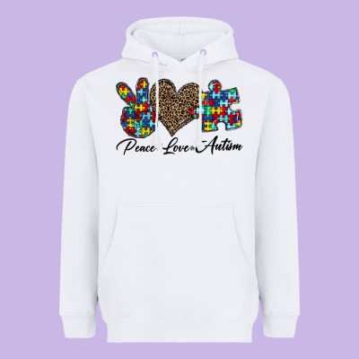 Peace Love Autism1 Heavyweight Hoodie Designed By Cowhidedigitalart