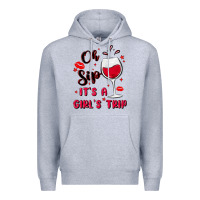 Heather Grey oh sip it's a girl's trip Premium Hoodie - MaliasSmallBusiness