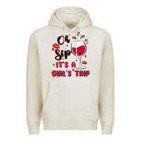 Oatmeal Heather oh sip it's a girl's trip Premium Hoodie - MaliasSmallBusiness