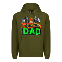 Army Green racing dad with racing  equipment Premium Hoodie - AdoDesignShop
