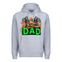 Heather Grey racing dad with racing  equipment Premium Hoodie - AdoDesignShop