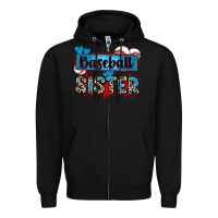 Black baseball sister with leopard Zipper Hoodie - Zillion Design Studio