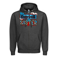 Charcoal Heather baseball sister with leopard Zipper Hoodie - Zillion Design Studio