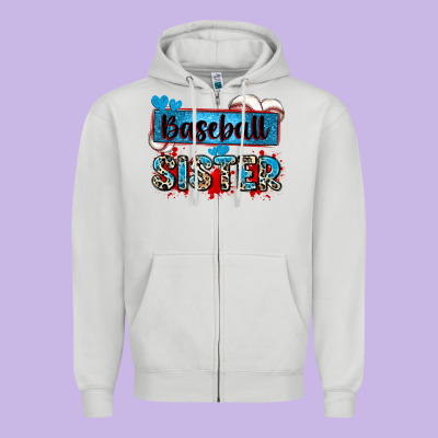 Baseball Sister With Leopard Zipper Hoodie Designed By Zillion Design Studio