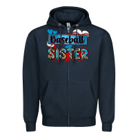 Navy baseball sister with leopard Zipper Hoodie - Zillion Design Studio