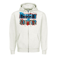 Oatmeal Heather baseball sister with leopard Zipper Hoodie - Zillion Design Studio
