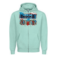 Seafoam baseball sister with leopard Zipper Hoodie - Zillion Design Studio