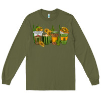 Army Green cactus coffee cups Long Sleeve Tee - texasbilliewilder