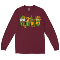 Burgundy cactus coffee cups Long Sleeve Tee - texasbilliewilder