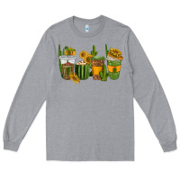 Heather Grey cactus coffee cups Long Sleeve Tee - texasbilliewilder