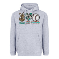 Heather Grey peace love baseball Heavyweight Hoodie - CowhideDigitalArt