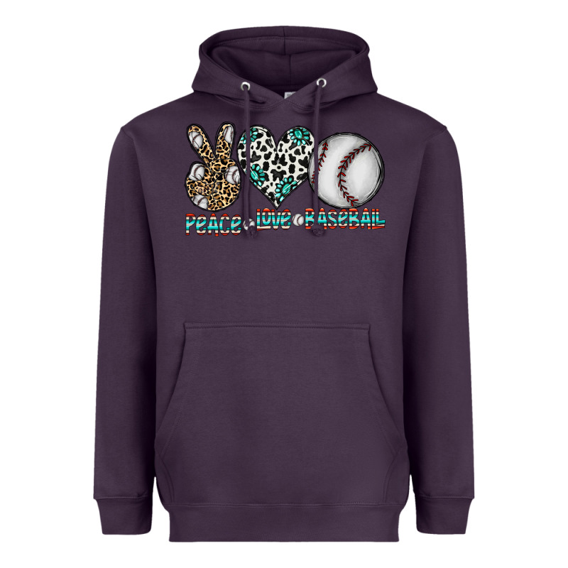 Peace Love Baseball Heavyweight Hoodie by CowhideDigitalArt | Teevron