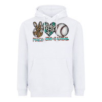 White peace love baseball Heavyweight Hoodie - CowhideDigitalArt