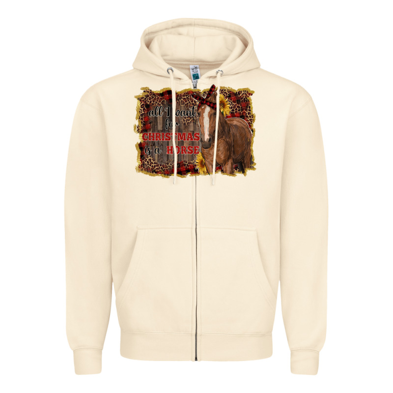 All I Want For Christmas Is A Horse Zipper Hoodie by RanaPortraitStore | Teevron