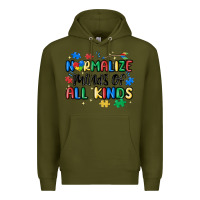 Army Green normalize minds of all kinds Premium Hoodie - MaliasSmallBusiness