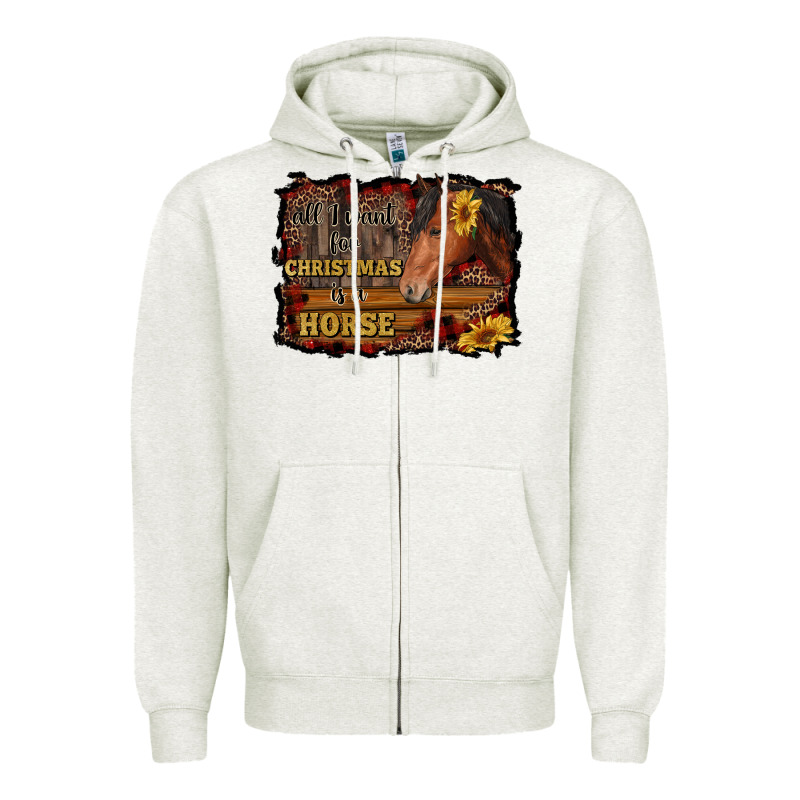 All I Want For Christmas Is A Horse Brown Horse Zipper Hoodie by RanaPortraitStore | Teevron