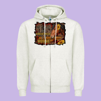 All I Want For Christmas Is A Horse Brown Horse Zipper Hoodie Designed By Ranaportraitstore