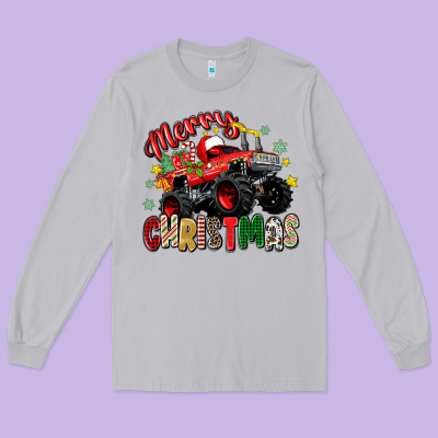 Long Sleeve Tee merry christmas truck