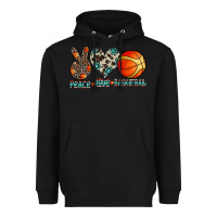 Black peace love basketball Heavyweight Hoodie - CowhideDigitalArt