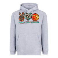 Heather Grey peace love basketball Heavyweight Hoodie - CowhideDigitalArt