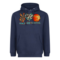 Navy peace love basketball Heavyweight Hoodie - CowhideDigitalArt