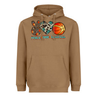 Toasted Coconut peace love basketball Heavyweight Hoodie - CowhideDigitalArt