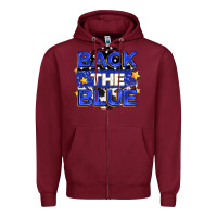 Burgundy back the blue Zipper Hoodie - Zillion Design Studio