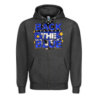 Charcoal Heather back the blue Zipper Hoodie - Zillion Design Studio