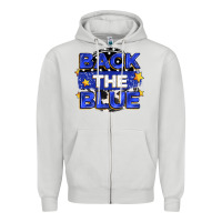 Dove Grey back the blue Zipper Hoodie - Zillion Design Studio