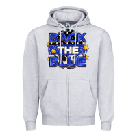 Heather Grey back the blue Zipper Hoodie - Zillion Design Studio