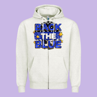 Back The Blue Zipper Hoodie Designed By Zillion Design Studio