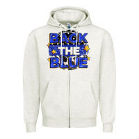 Oatmeal Heather back the blue Zipper Hoodie - Zillion Design Studio