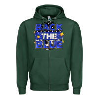 Sports Green back the blue Zipper Hoodie - Zillion Design Studio