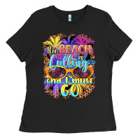 Black the beach is calling and i must go Ladies Tee - BarkalooDesign