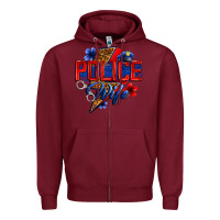 Burgundy police wife with lightning bolt Zipper Hoodie - Zillion Design Studio