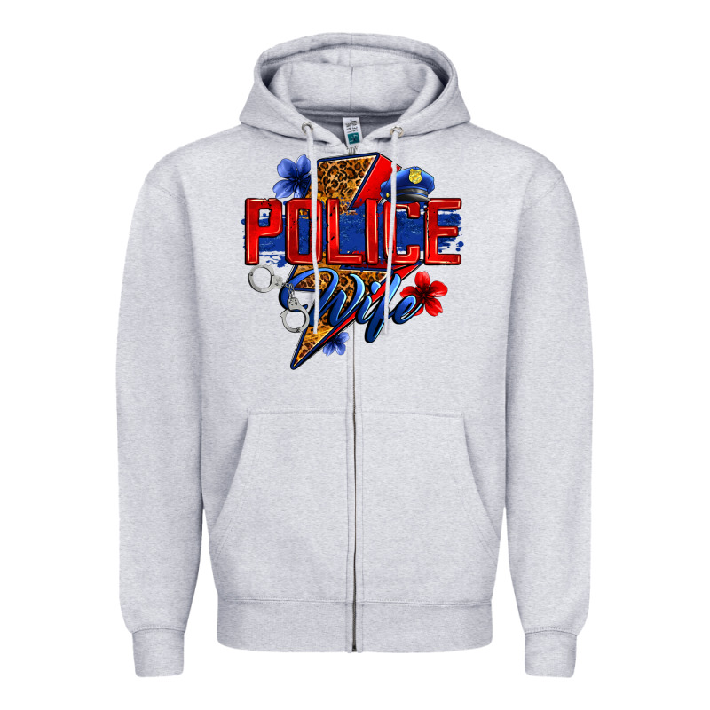 Police Wife With Lightning Bolt Zipper Hoodie by Zillion Design Studio | Teevron