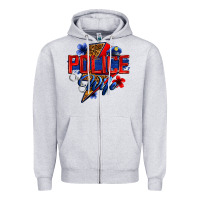 Heather Grey police wife with lightning bolt Zipper Hoodie - Zillion Design Studio