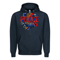 Navy police wife with lightning bolt Zipper Hoodie - Zillion Design Studio