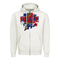 Oatmeal Heather police wife with lightning bolt Zipper Hoodie - Zillion Design Studio