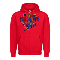 Red police wife with lightning bolt Zipper Hoodie - Zillion Design Studio