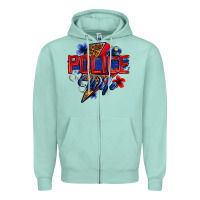 Seafoam police wife with lightning bolt Zipper Hoodie - Zillion Design Studio