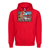 Red all i want for christmas is a horse  with farm Zipper Hoodie - RanaPortraitStore