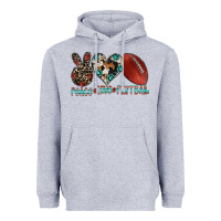 Heather Grey peace love football Heavyweight Hoodie - CowhideDigitalArt