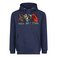 Navy peace love football Heavyweight Hoodie - CowhideDigitalArt