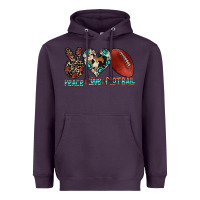 Plum peace love football Heavyweight Hoodie - CowhideDigitalArt