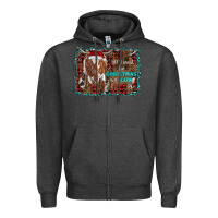 Charcoal Heather all i want for christmas is a cow longhorn Zipper Hoodie - RanaPortraitStore