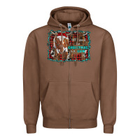 Chestnut all i want for christmas is a cow longhorn Zipper Hoodie - RanaPortraitStore