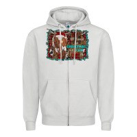 Dove Grey all i want for christmas is a cow longhorn Zipper Hoodie - RanaPortraitStore