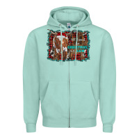 Seafoam all i want for christmas is a cow longhorn Zipper Hoodie - RanaPortraitStore